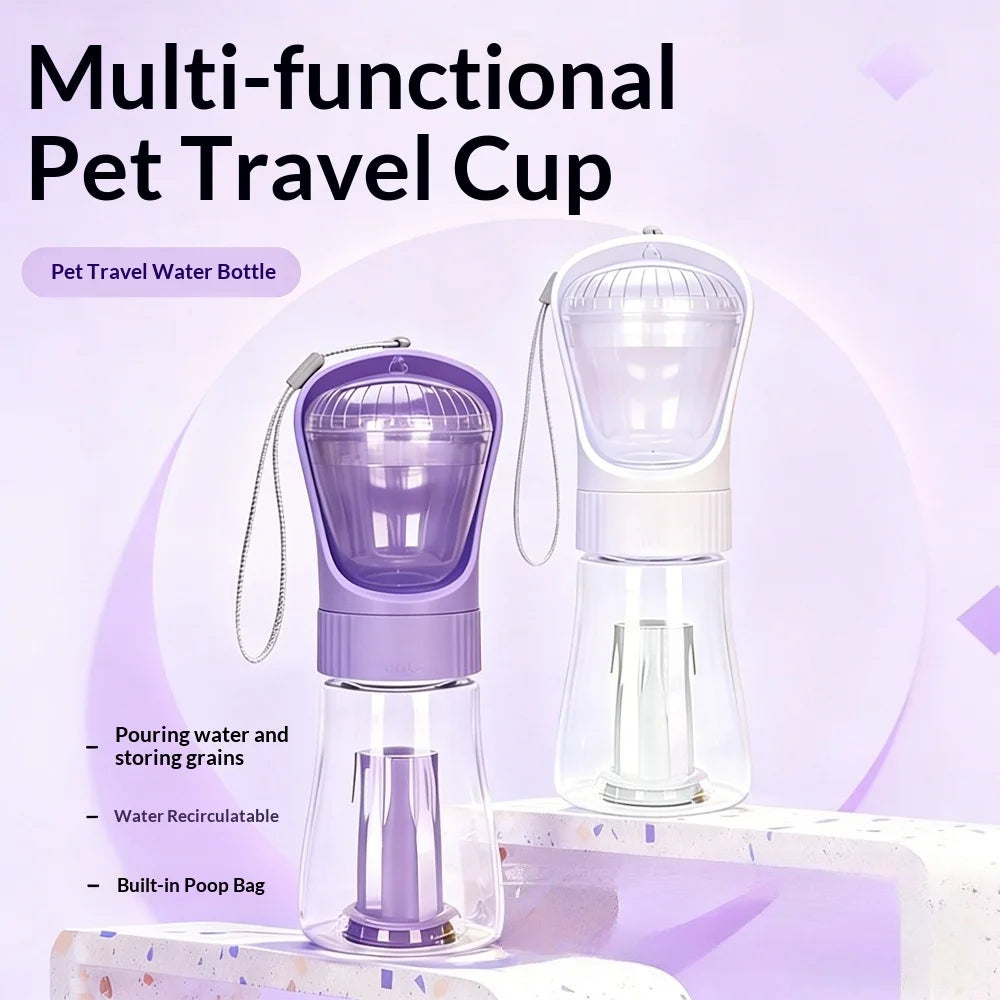 🐾 3-in-1 Trinkflasche für unterwegs – Alles, was dein Liebling braucht! 🐶💧