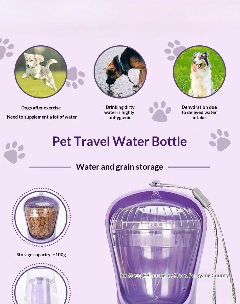 🐾 3-in-1 Trinkflasche für unterwegs – Alles, was dein Liebling braucht! 🐶💧