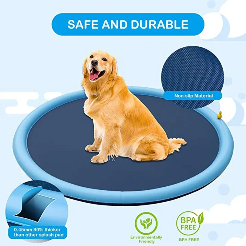 🐶💦 Sommer Hunde-Wasserspielmatte – Interaktive Sprinkler-Spielmatte zur Abkühlung im Freien 🌞