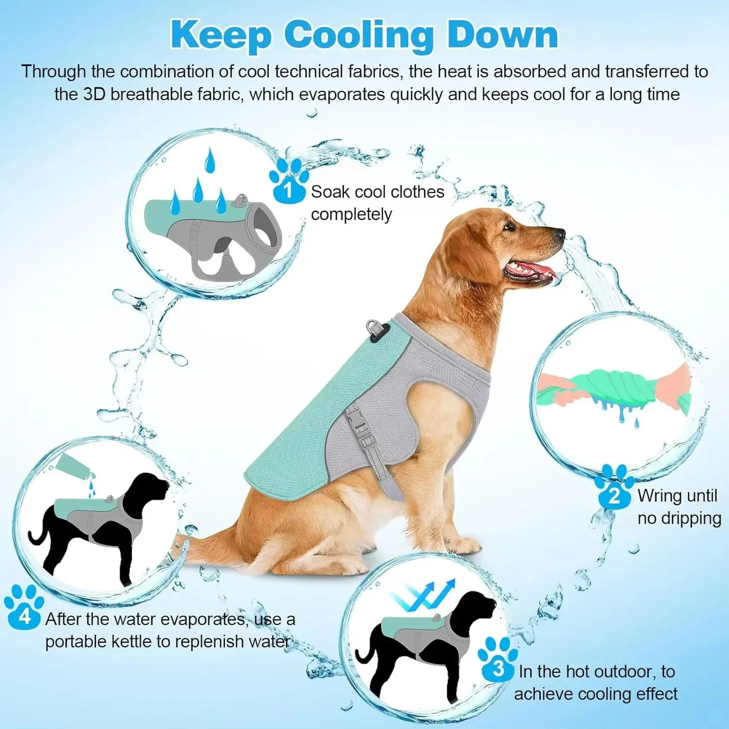 🐶❄️ Kühlweste für Hunde – Atmungsaktive Sommer-Kühlweste für heiße Tage ☀️