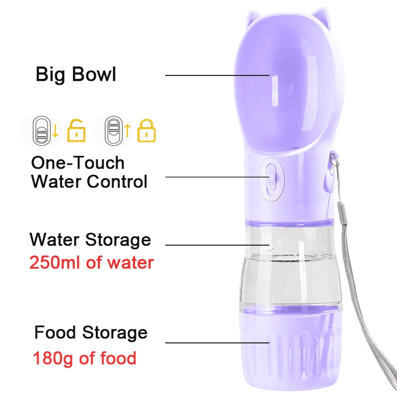 🐶💧 2-in-1 Reise-Trinkflasche mit Futterfach – Perfekt für unterwegs! 🍖
