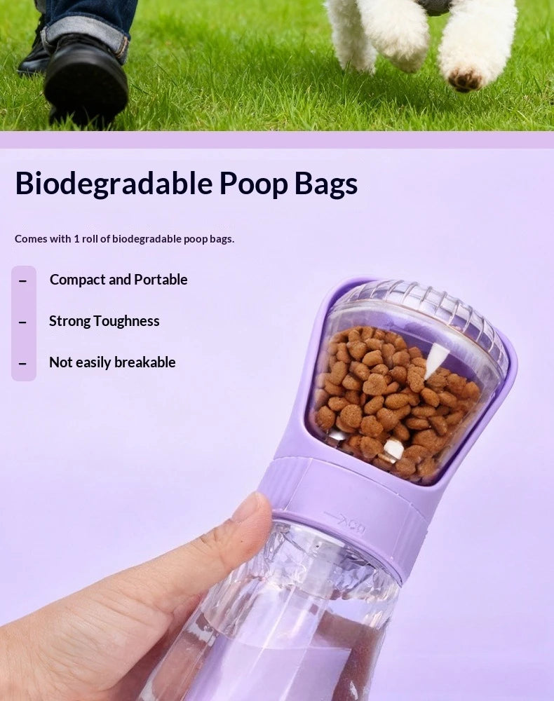🐾 3-in-1 Trinkflasche für unterwegs – Alles, was dein Liebling braucht! 🐶💧