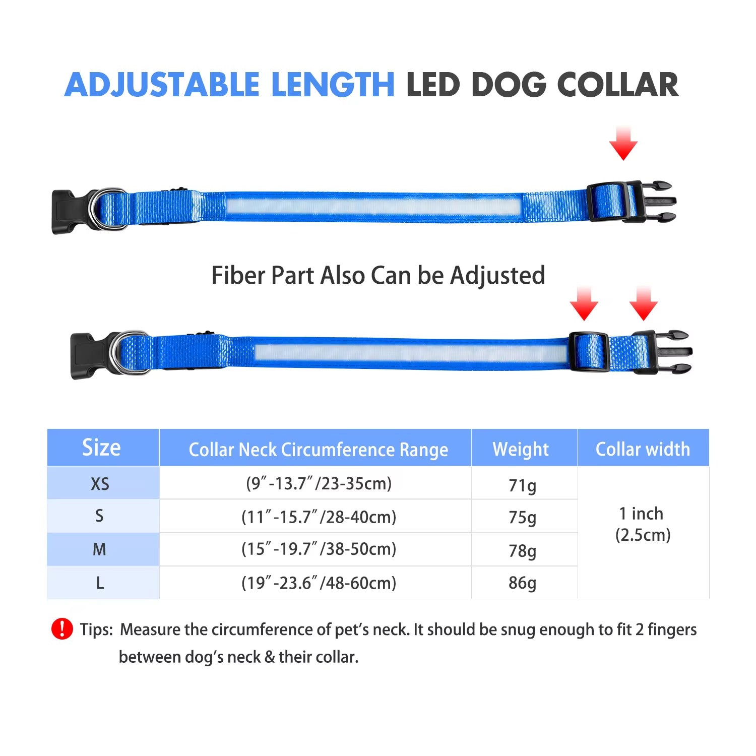 LED Dog Collar Luminous Pet Supplies Dog Collar Waterpoof Safety Glow Necklace Flashing Lighting up Collars Accessories